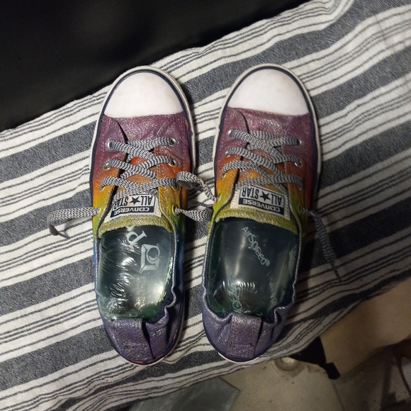 One of a kind Rainbow Converse, sparkling rainbow Converse shore shoes s… - Picture 11 of 13